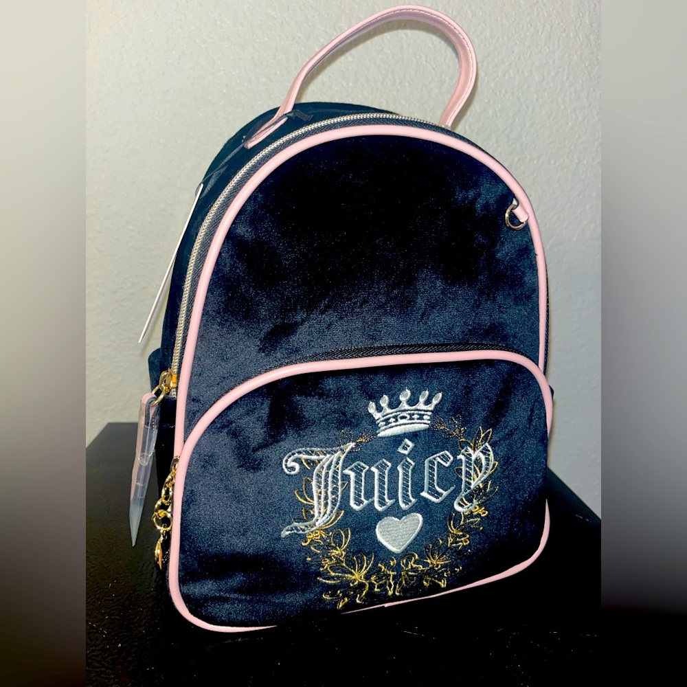 NWT Black Juicy Couture Velour small Backpack